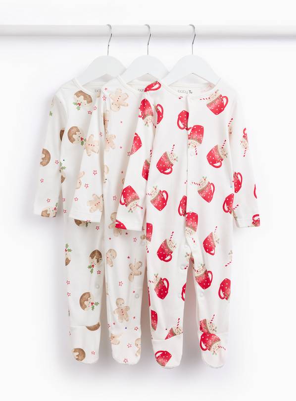 Christmas Foods Printed Sleepsuits 3 Pack 9-12 months